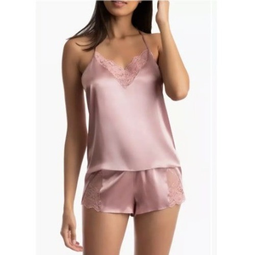 Nwt In Bloom By Jonquil Satin Lace Pajama Cami Tank Top In Pink Size Medium